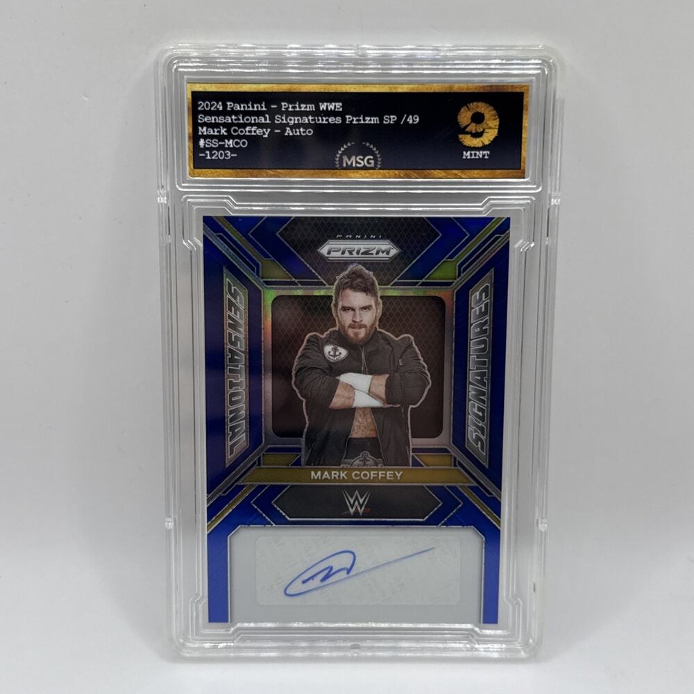 2024 Panini Prizm WWE - Mark Coffey- Sensational Signatures Blue - /49 Graded 9